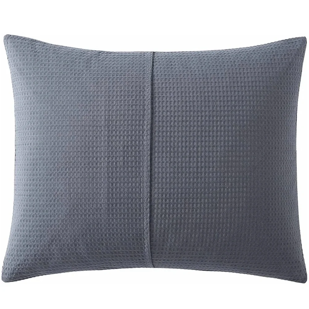 Vera Wang Waffle Pique Cotton Duvet Cover Set Midnight Blue - Queen